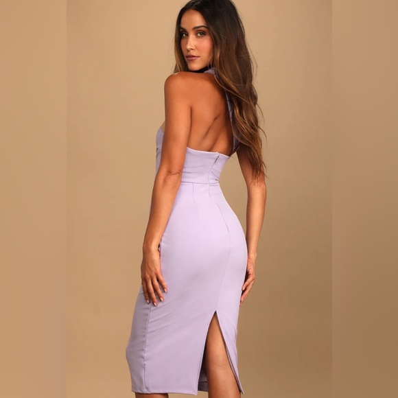 Hold Your Attention Lilac Lavender One-Shoulder Sleeveless Midi Dress - NWT - Picture 5 of 5